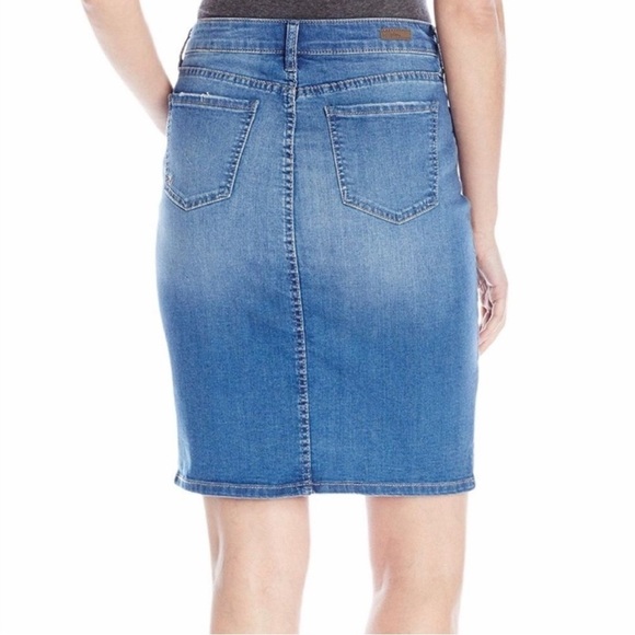 Kut from the Kloth Rosie Pencil Skirt Women’s 10 Blue Medium Wash Denim Slit - Picture 9 of 16